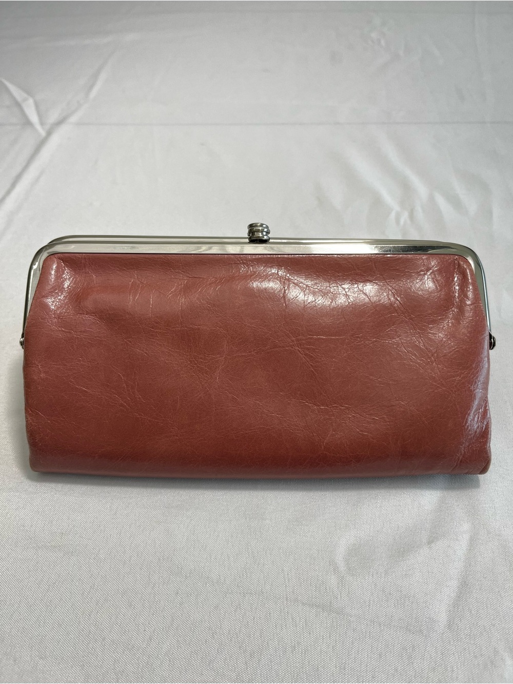 HOBO Lauren Clutch Wallet Leather Frame, Dusty Rose Pink